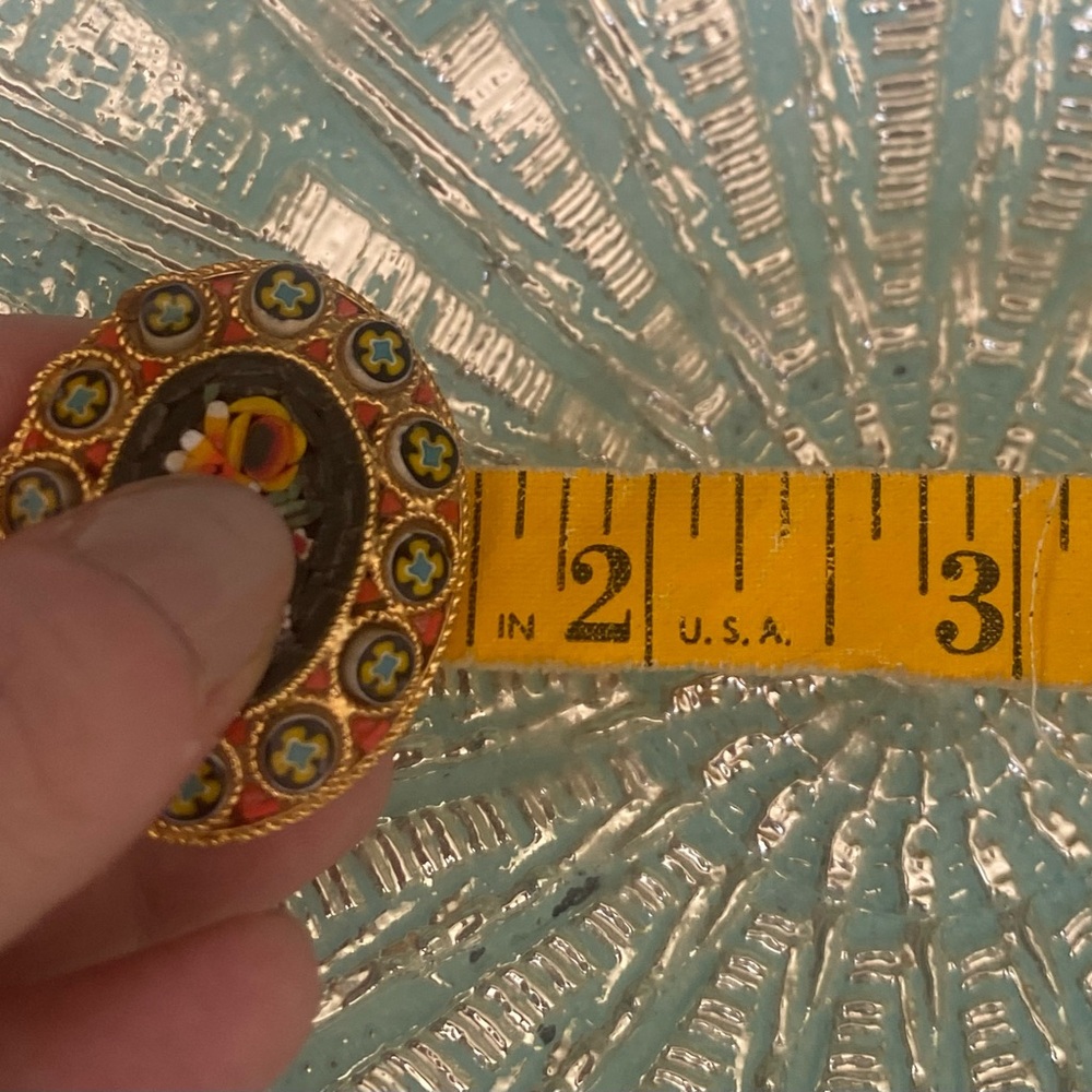 Vintage Italy Micromosaic Brooch Flower Brooches Millefiori Jewelry Lot of 2 - Picture 9 of 16